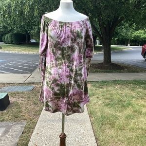 Full circle trends with love large off should purple and green floral 3/4 sleeve